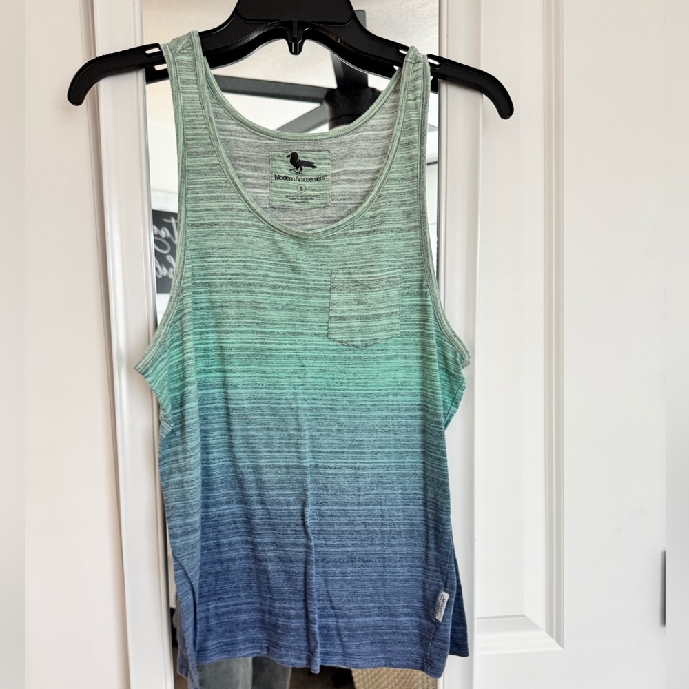 Modern Amusement Blue and Green Gradient Tank Top